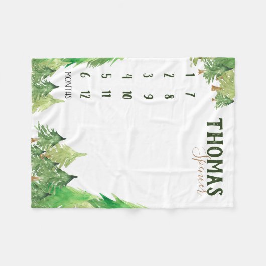 Milestone Woodland baby Growth Tracker Fleece Deken (Voorkant (Horizontaal))