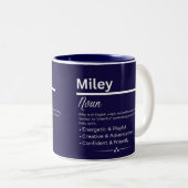 Miley, Girl Personalized Name Definition Mug Tweekleurige Koffiemok (Voorkant rechts)