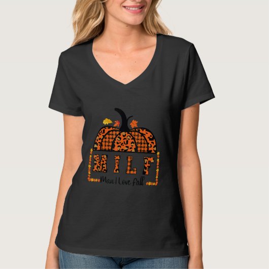 MILF Man I Love Fall  Autumn Seasons  Fitted V Nec T-shirt (Voorkant)