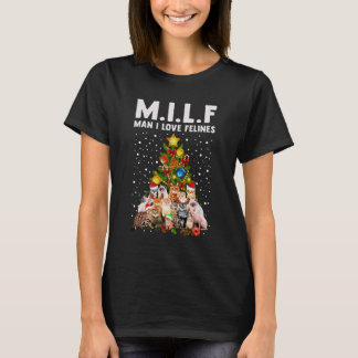 MILF-Man Ik hou van Felines met kerstbomen T-shirt