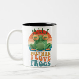 Milf Man Ik hou van Frogs Funny Kawai 90s Frog Cof Tweekleurige Koffiemok