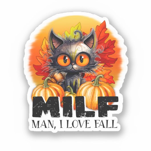Milf, Man Ik hou van Herfst, Herfst Kitten Hallowe Sticker (Voorkant)