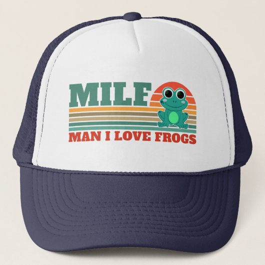 MILF Man Ik Hou van Kikkers Grappige Kikker Amfibi Trucker Pet (Voorkant)