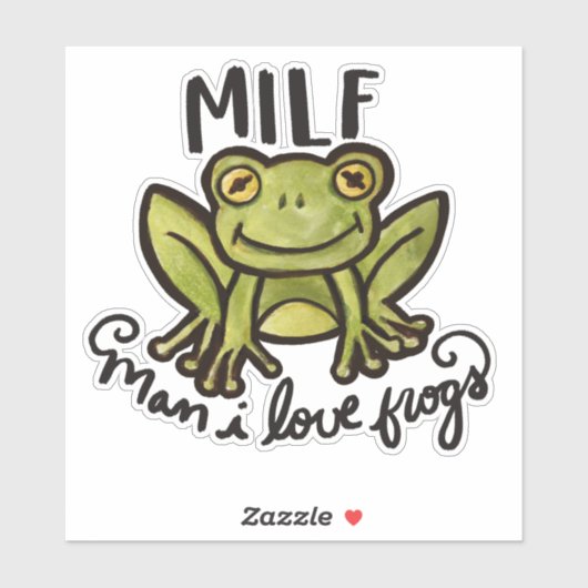 MILF-Man Ik hou van kikkers grappige kikkervis-hum Sticker (Vel)