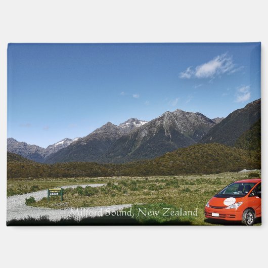 Milford Sound Camping @ New Zealand Magnet (Voorkant)