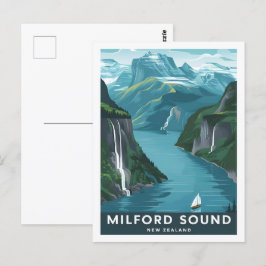 Milford Sound Nieuw-Zeeland Beroemde Reisplaats Briefkaart