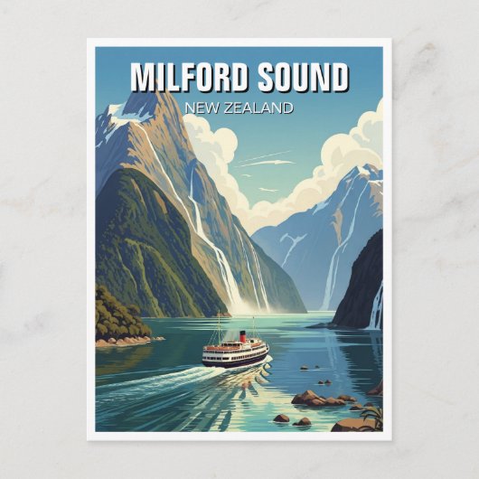 Milford Sound Nieuw Zeeland Briefkaart (Voorkant)