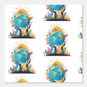 Milieu - Aarde Illustratie met Hand & Zon Behang (Voorkant)