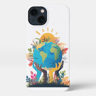 Milieu - Aarde Illustratie met Hand & Zon iPhone 13 Hoesje
