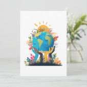 Milieu - Aarde Illustratie met Hand & Zon Kaart (Staand voorkant)