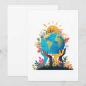 Milieu - Aarde Illustratie met Hand & Zon Kaart (Voorkant / Achterkant)