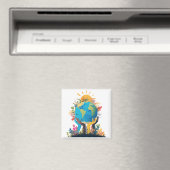 Milieu - Aarde Illustratie met Hand & Zon Magneet (Insitu (Vaatwasser))