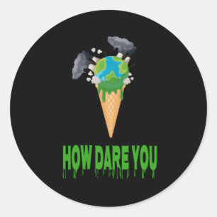 Milieu - HOE DARE JE? Aarde-Wereldbol als ijs Ronde Sticker