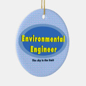 Milieu-ingenieur Blauw Ovaal Keramisch Ornament (Rechts)