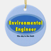 Milieu-ingenieur Blauw Ovaal Keramisch Ornament (Voorkant)