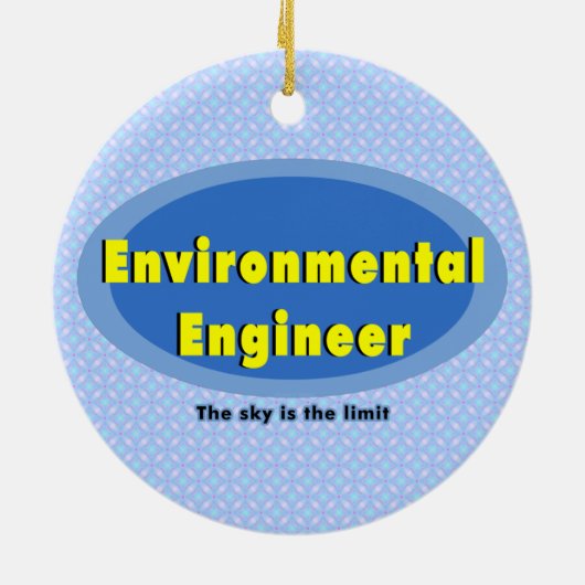 Milieu-ingenieur Blauw Ovaal Keramisch Ornament (Achterkant)