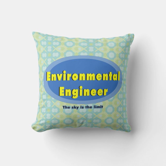Milieu-ingenieur Blauw Ovaal Kussen (Voorkant)