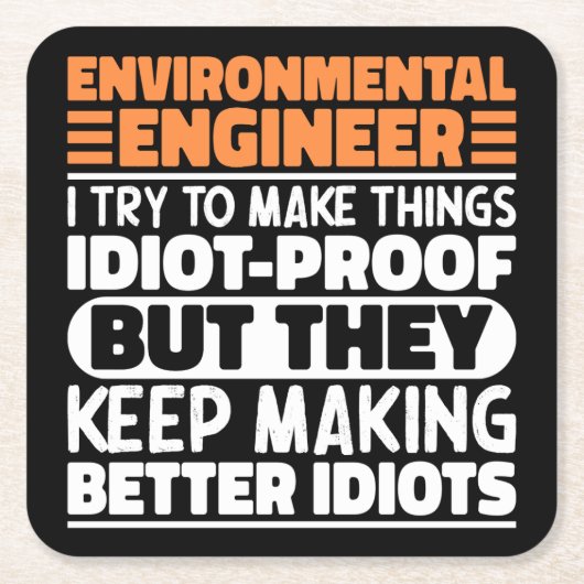 Milieu-ingenieur Ik probeer dingen grappig te make Kartonnen Onderzetters (Voorkant)