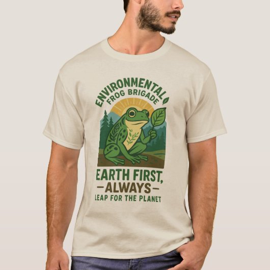 Milieu Kikker Brigade – Eerst de Aarde, Altijd T-shirt (Voorkant)