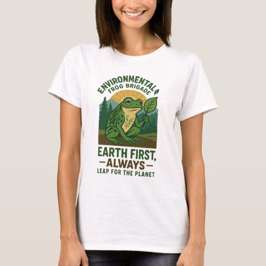 Milieu Kikker Brigade – Eerst de Aarde, Altijd T-shirt (Voorkant)