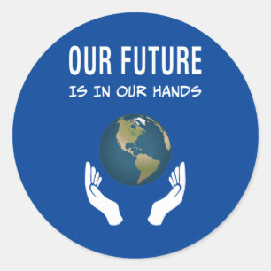 Milieu onze toekomst ligt in onze handenplank ronde sticker