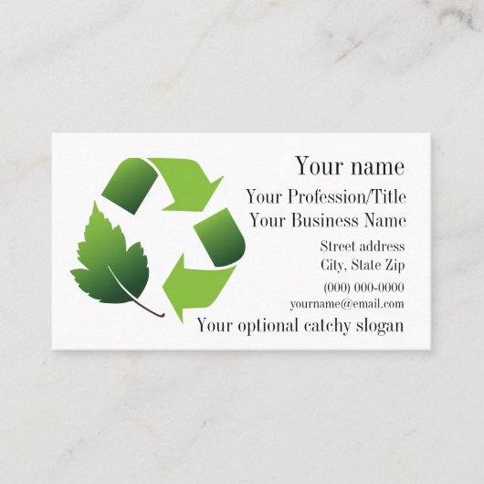 Milieu Recyclen het Visitekaartje van het Ontwerp (Voorkant)