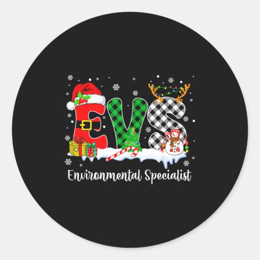 Milieu Specialist Kerstlichten Rood Geruit Ronde Sticker (Voorkant)
