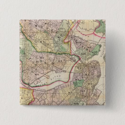 Milieu van Boston Vierkante Button 5,1 Cm (Voorkant)