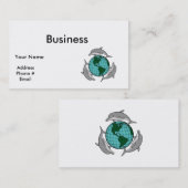 Milieu wereldbol en dolfijnen ontwerp visitekaartje (Voorkant / Achterkant)