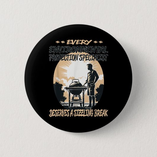 Milieubescherming Specialist Funny BBQ Chef Ronde Button 5,7 Cm (Voorkant)