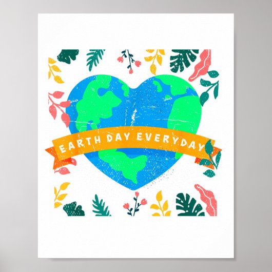 Milieubewustzijn Aarddag Elke Dag Hart E Poster (Voorkant)