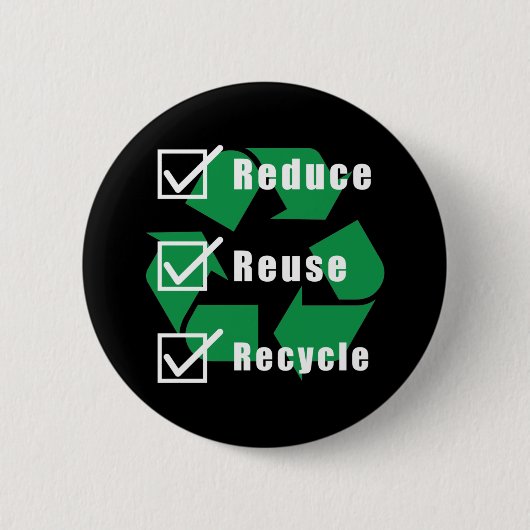 Milieubewustzijn Checklist Beperk Hergebruik Recyc Ronde Button 5,7 Cm (Voorkant)