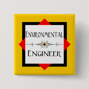 Milieuingenieur decoratieve lijn vierkante button 5,1 cm