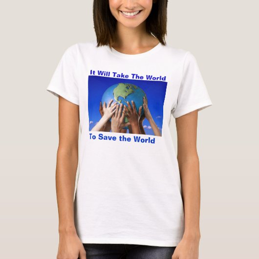 MILIEUKWESTIES T-SHIRT BEWAREN DE WERELD (Voorkant)