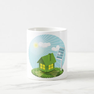 Milieuvriendelijk huis op zonne-energie koffiemok