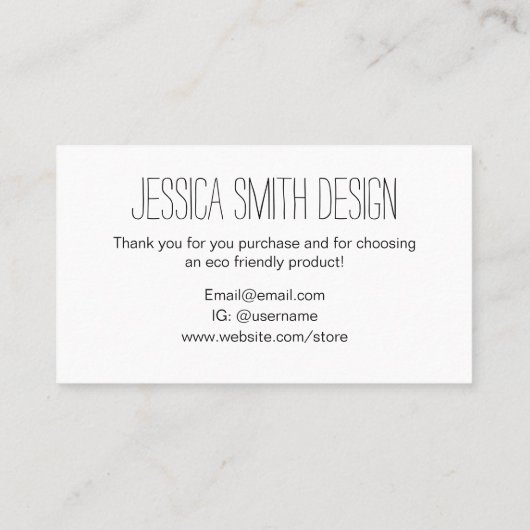 Milieuvriendelijk / milieuvriendelijk eenvoudig da visitekaartje (Achterkant)