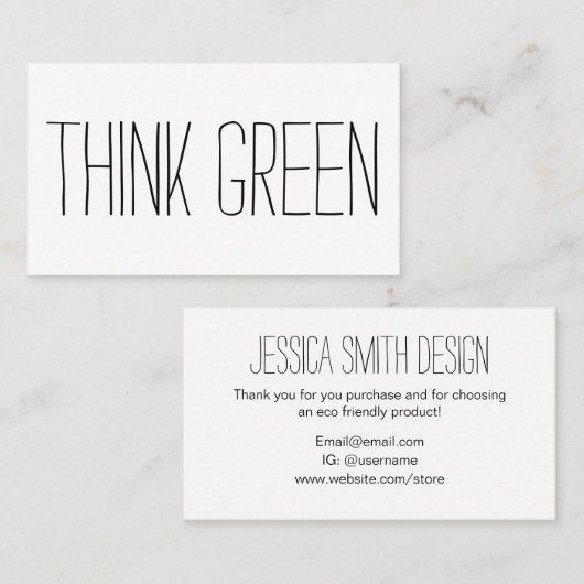 Milieuvriendelijk / milieuvriendelijk eenvoudig da visitekaartje (Voorkant / Achterkant)