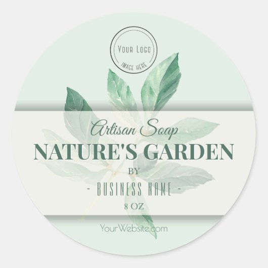 Milieuvriendelijk product zeep-etiket groen blad ronde sticker (Voorkant)