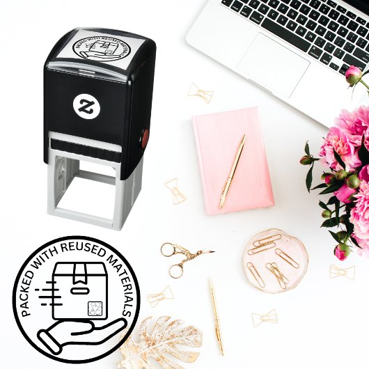 Milieuvriendelijk VERPAKT MET HERGEBRUIKTE MATERIA Zelfinktende Stempel