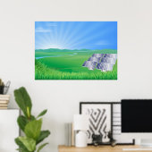 Milieuvriendelijk zonnepaneellandschap poster (Thuiskantoor)