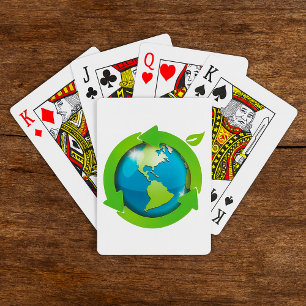 Milieuvriendelijke aarde recyclingsymbool pokerkaarten