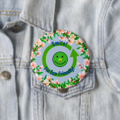 Milieuvriendelijke glimlach ronde button 4,0 cm (In situ)