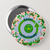 Milieuvriendelijke glimlach ronde button 4,0 cm (Voorkant /achterkant)