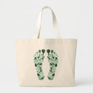 Milieuvriendelijke groene blad voetafdruk boodscha grote tote bag