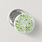 Milieuvriendelijke groene recyclen knop ronde button 3,2 cm (Voorkant /achterkant)