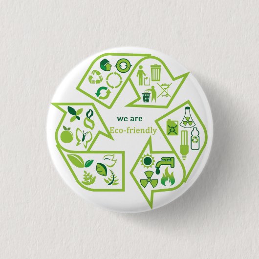 Milieuvriendelijke groene recyclen knop ronde button 3,2 cm (Voorkant)