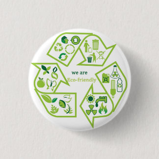 Milieuvriendelijke groene recyclen knop ronde button 3,2 cm