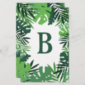 Milieuvriendelijke palmbladeren, monogram tropisch briefpapier (Voorkant / Achterkant)
