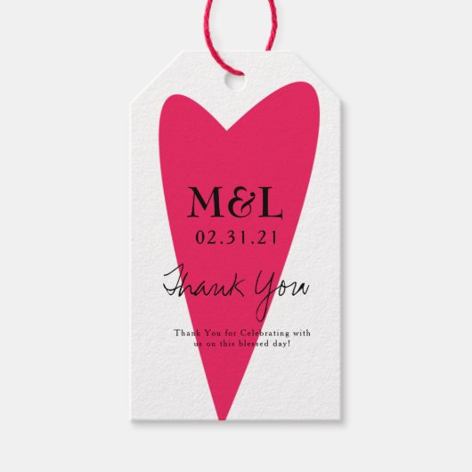 Milieuvriendelijke Trouw Bold Hart Cadeaulabel (Voorkant)