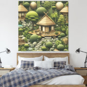 Milieuvriendelijke tuinen en gebouwen in Harmony Canvas Afdruk (Insitu (Slaapkamer))